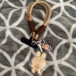 Tan and Brown Keychain with Character Charm